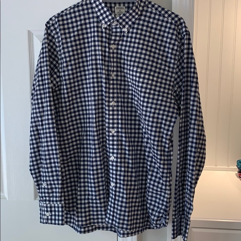 Bonobos XL white and navy button down